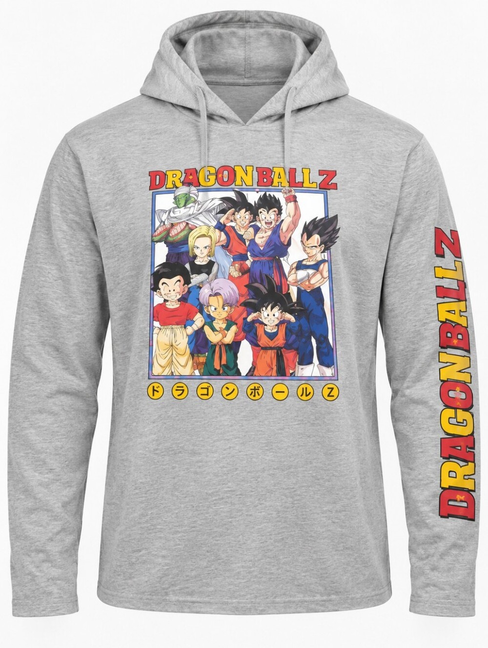 Dragon Ball Z Anime Graphic Hooded Long Sleeve Shirt Gray XXL